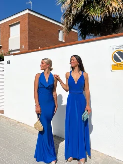 Vestido largo multi azul