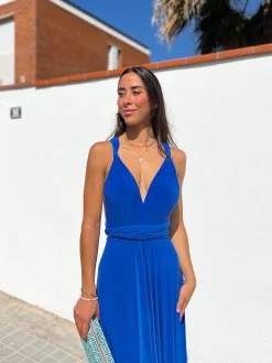 Vestido largo multi azul