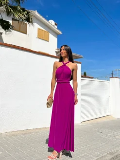 Vestido largo multi cereza