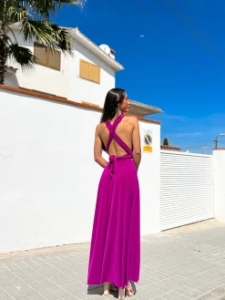 Vestido largo multi cereza