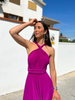 Vestido largo multi cereza