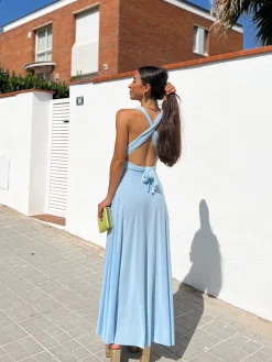 Vestido largo multi cielo