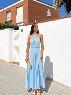 Vestido largo multi cielo