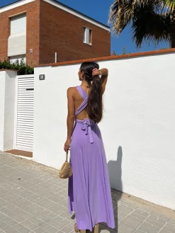 Vestido largo multi lila