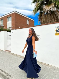 Vestido largo multi marino