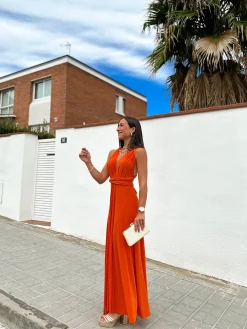 Vestido largo multi naranja