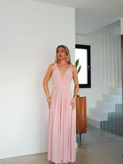 Vestido largo multi nude
