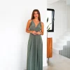 Vestido largo multi oliva