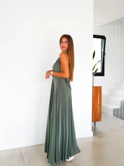 Vestido largo multi oliva