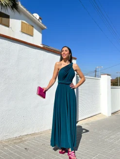 Vestido largo multi petroleo