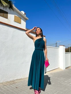 Vestido largo multi petroleo