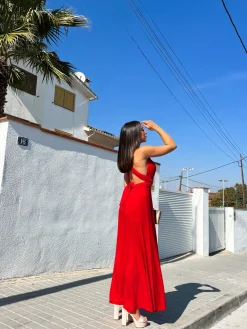 Vestido largo multi rojo