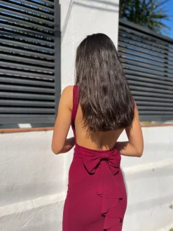 Vestido largo sirena burdeos