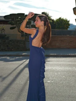 Vestido largo sirena marino