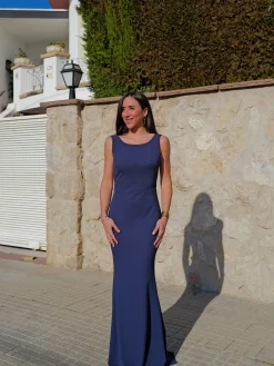 Vestido largo sirena marino