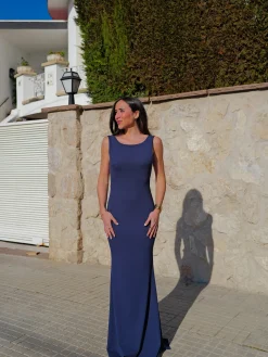 Vestido largo sirena marino
