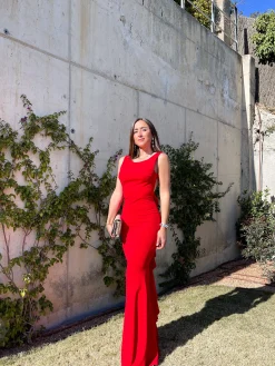 Vestido largo sirena rojo