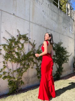 Vestido largo sirena rojo