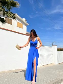 Vestido lazo pico azul