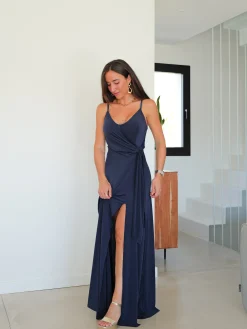 Vestido lazo pico marino