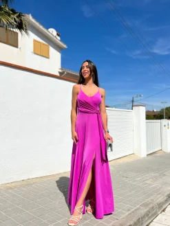 Vestido lazo pico rosa
