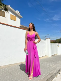 Vestido lazo pico rosa