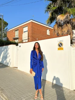 Vestido manga nudo azul
