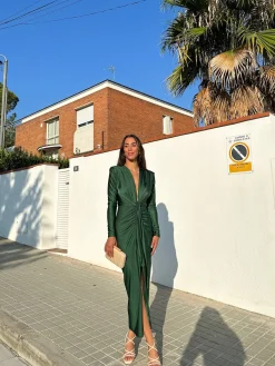 Vestido manga nudo botella