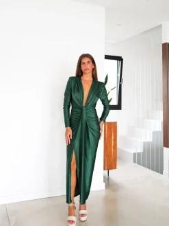 Vestido manga nudo botella