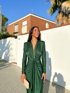 Vestido manga nudo botella