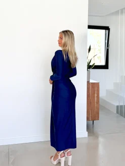 Vestido manga nudo marino