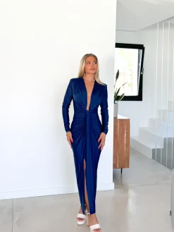 Vestido manga nudo marino
