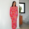 Vestido midi abertura flores rosa