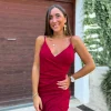 Vestido midi tirantes burdeos
