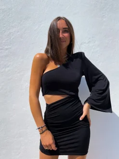Vestido mini asimétrico negro