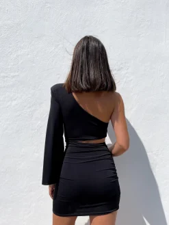 Vestido mini asimétrico negro