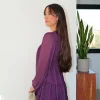 Vestido mini fluido estampado lila