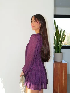Vestido mini fluido estampado lila