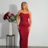 Vestido palabra tirantes glitter burdeos
