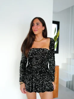 Vestido pomposo velvet lentejuela plata