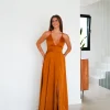 Vestido raso entrelazado teja
