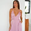 Vestido raso entrelazado rosa