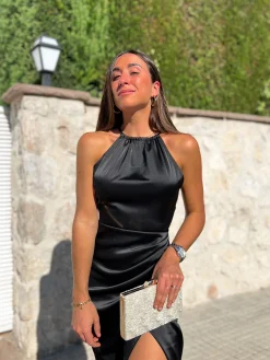 Vestido tubo halter negro