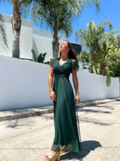 Vestido tulle manga botella