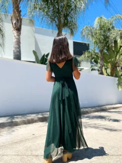 Vestido tulle manga botella