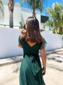 Vestido tulle manga botella