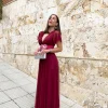 Vestido tulle manga vino