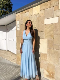 Vestido tulle pico azul