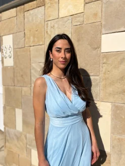 Vestido tulle pico azul