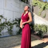 Vestido tulle pico burdeos